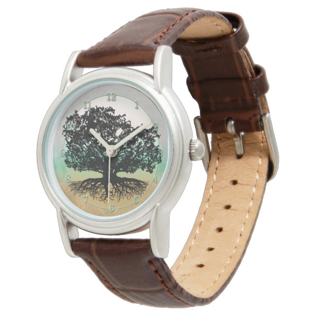 BAUM DES LEBENS Himmel und Erde Armbanduhr (Schrägansicht)