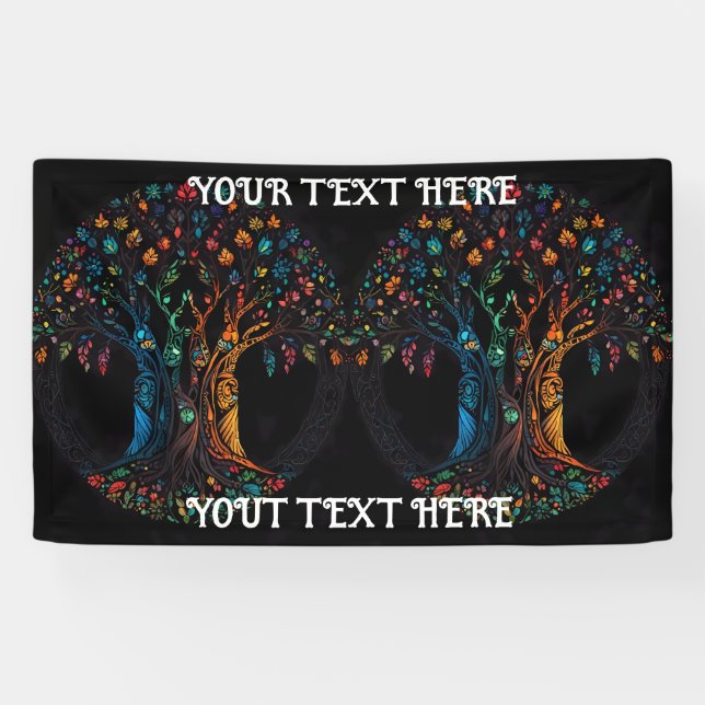 Baum des Lebens in voller gläserner Mosaikfarbe Banner (Horizontal)