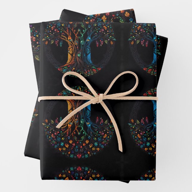 Baum des Lebens in voller gläserner Mosaikfarbe Geschenkpapier Set (Beispiel)
