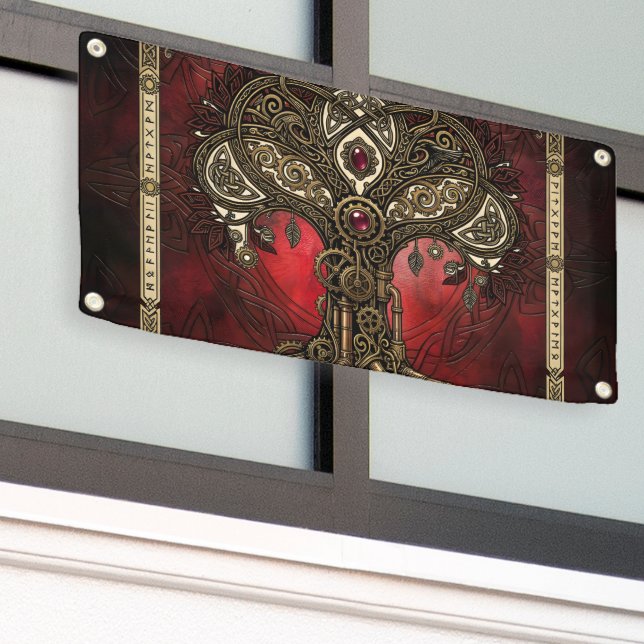 Baum des Lebens – keltischer gotischer Steampunk  Banner (Äußeres Gebäude)