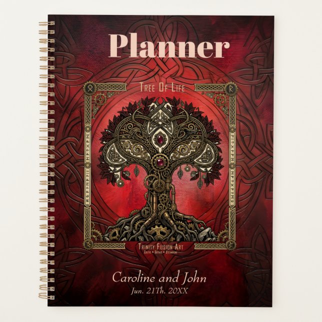 Baum des Lebens – keltischer gotischer Steampunk Planer (Vorderseite)