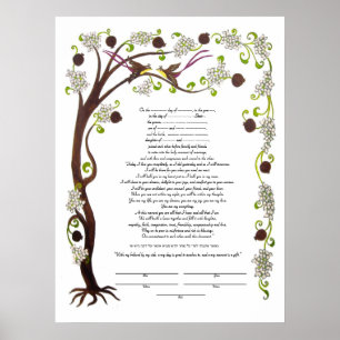 Baum des Lebens Ketubah mit Granatäpfeln (v) Poster