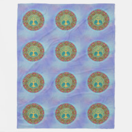 Baum des Lebens - Mandala Nahtloses Muster 1 Fleecedecke