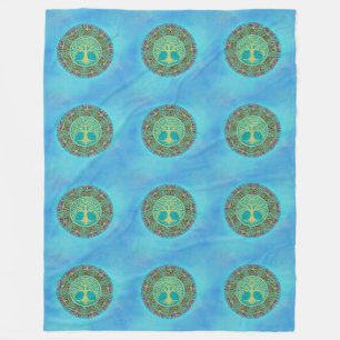 Baum des Lebens - Mandala Nahtloses Muster 3 Fleecedecke