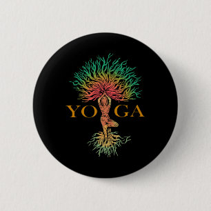 Baum des Lebens mit Frau Yoga Chakra Haka Yoga Button