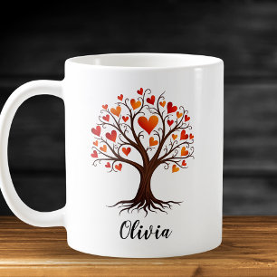 Baum des Lebens mit herzförmigen Blättern Kaffeetasse