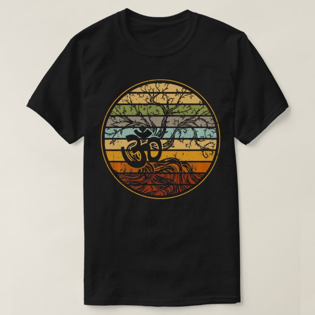 Baum des Lebens mit Om Symbol Yoga Geschenk Retro  T-Shirt (Design vorne)