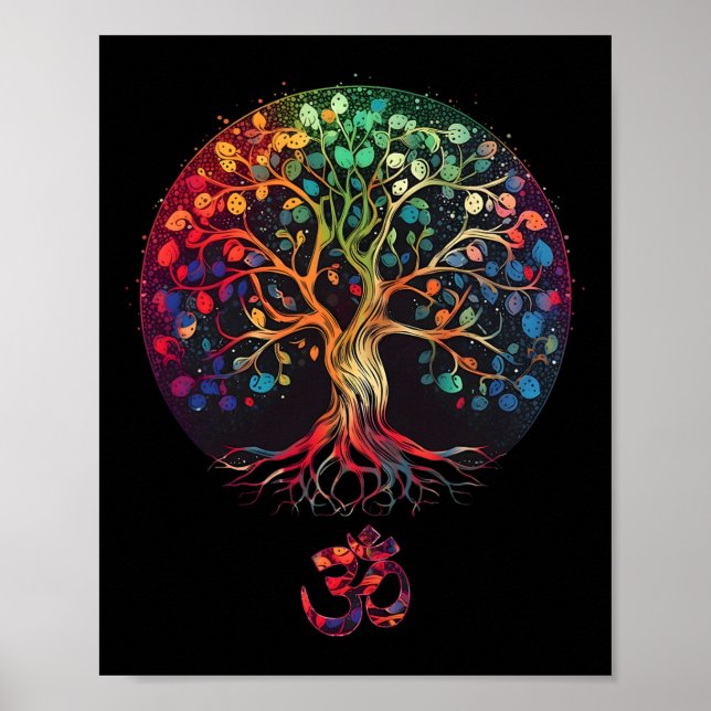 Baum des Lebens mit Om-Symbol Yoga  Poster (Vorne)