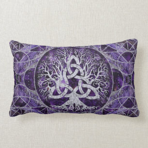Baum des Lebens mit Triquetra Amethyst und Silber Lendenkissen