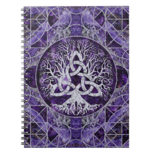 Baum des Lebens mit Triquetra Amethyst und Silber Notizblock