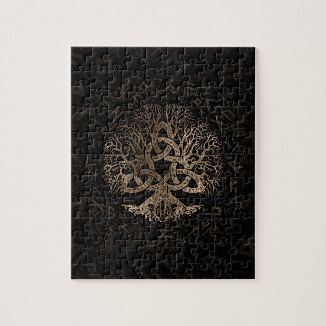 Baum des Lebens mit Triquetra auf Futhark Muster (Vertikal)