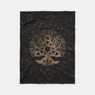 Baum des Lebens mit Triquetra auf Futhark Muster Fleecedecke