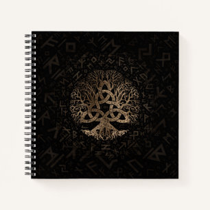 Baum des Lebens mit Triquetra auf Futhark Muster Notizbuch