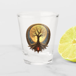 Baum des Lebens – Mondbeschienenes Erwachen Schnapsglas