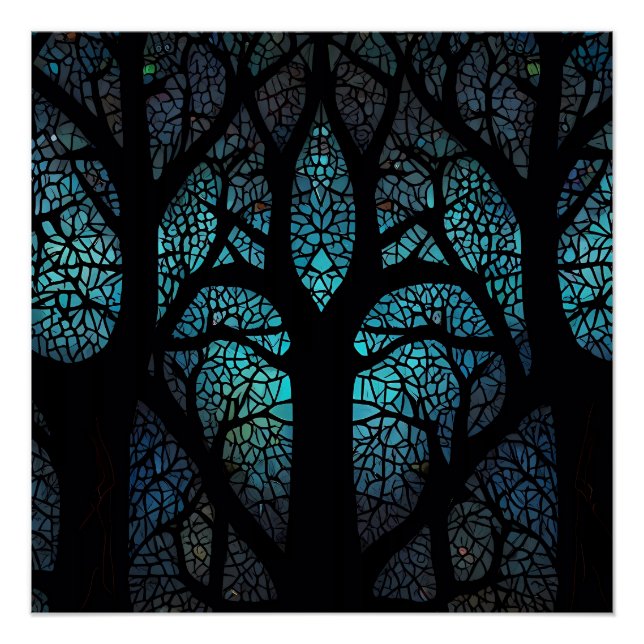 Baum des Lebens - Mosaik des Mystischen Waldes Poster (Vorderseite)
