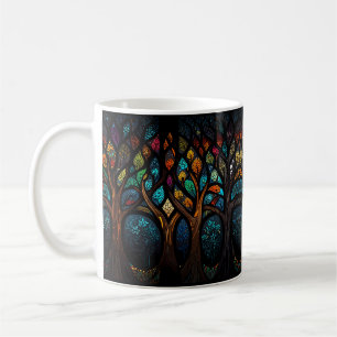 Baum des Lebens Mosaikfarbene Blätter aus festem G Kaffeetasse