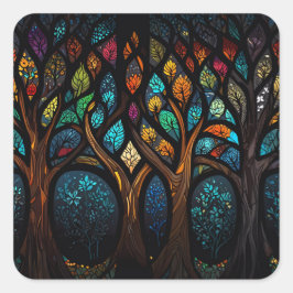 Baum des Lebens Mosaikfarbene Blätter aus festem G Quadratischer Aufkleber