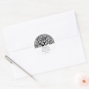 Baum des Lebens Name und Adresse Runder Aufkleber