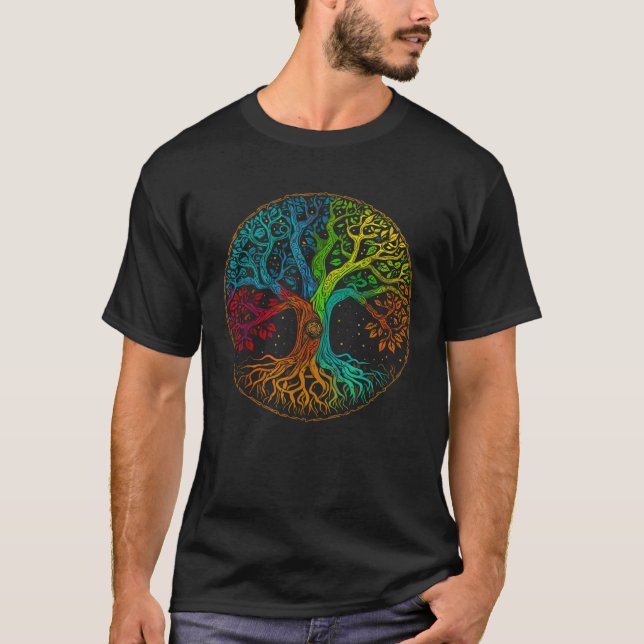Baum des Lebens Natur Art Psychedelic Outdoor Rain T-Shirt (Vorderseite)