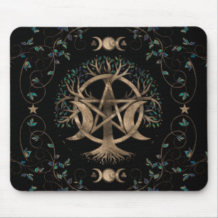 Baum des Lebens Pentagram Mond Ornament Mousepad