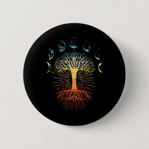 Baum Des Lebens Phasen Des Mondes Retro Spirituell Button