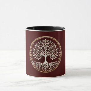 Baum des Lebens Rustikal Dunkelrot Keltisch Tasse