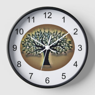 Baum des Lebens Rustikale Botanische Naturkunst Uhr