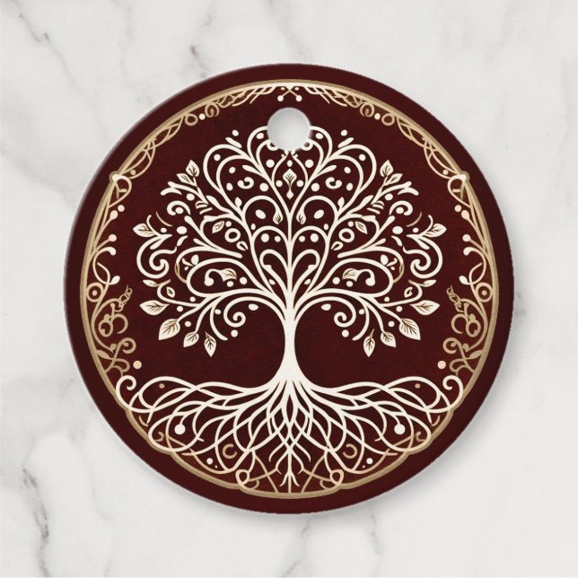 Baum des Lebens Rustikale dunkle rote keltische Ho Geschenkanhänger (Vorderseite)