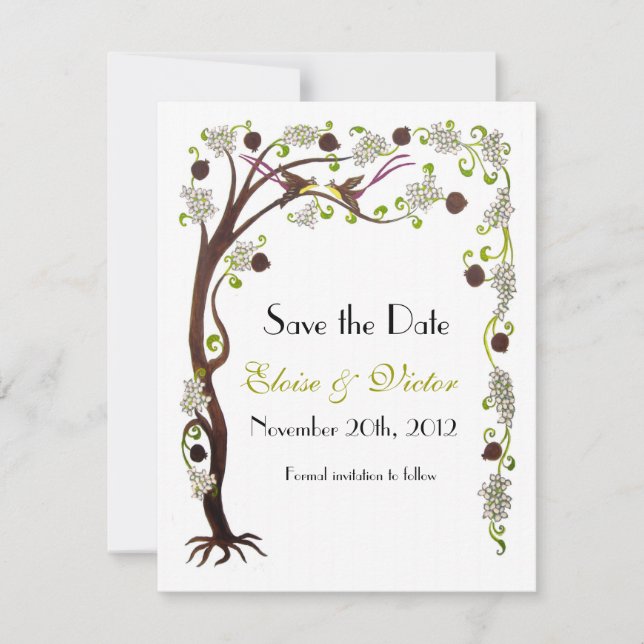 Baum des Lebens Save the Date, vertikal Date (Vorderseite)