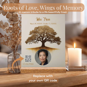 Baum des Lebens scannbarer QR-Code-Gedenkacryl Acrylschild