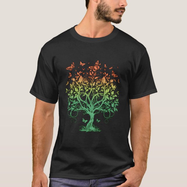 Baum des Lebens Schmetterling Natur Überbehalt T-Shirt (Vorderseite)