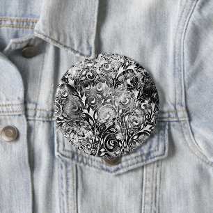 Baum des Lebens - Spiralen Blätter Grunge Stil 1 Button