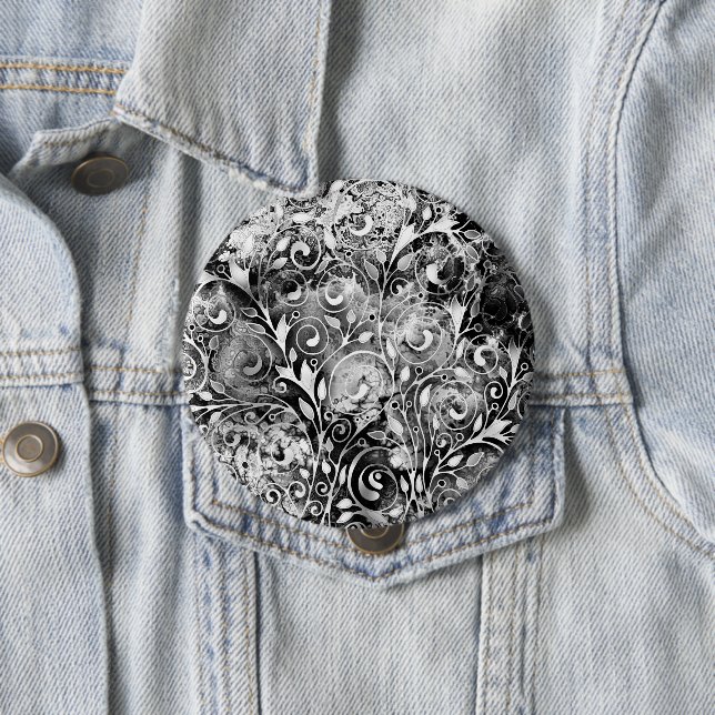 Baum des Lebens - Spiralen Blätter Grunge Stil 1 Button (Beispiel)