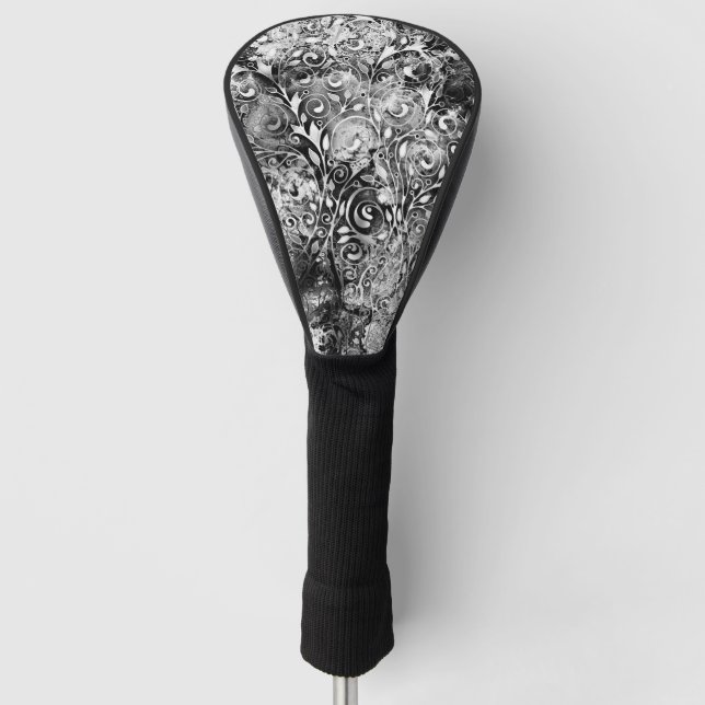 Baum des Lebens - Spiralen Blätter Grunge Stil 1 Golf Headcover (Vorderseite)