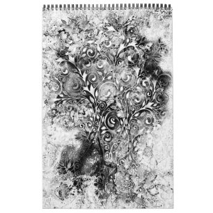 Baum des Lebens - Spiralen Blätter Grunge Stil 1 Kalender