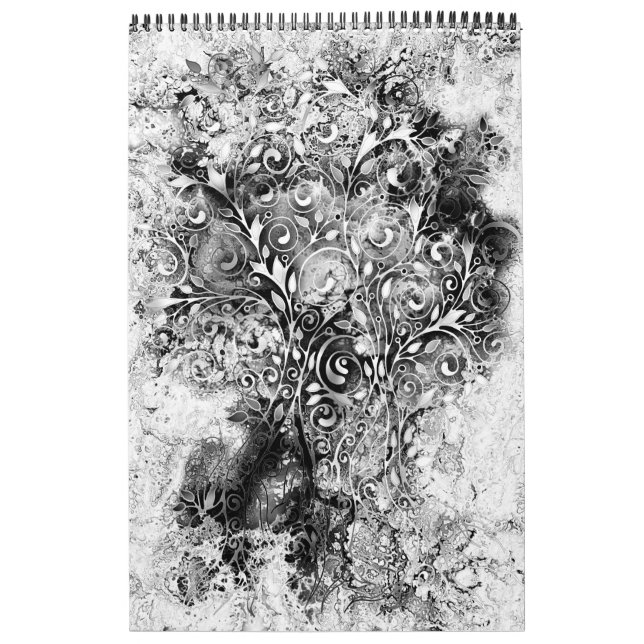 Baum des Lebens - Spiralen Blätter Grunge Stil 1 Kalender (Titelbild)