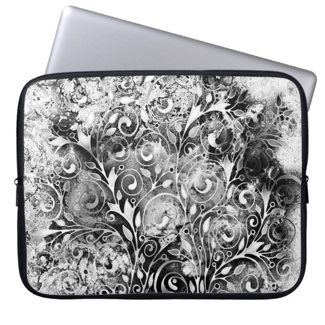Baum des Lebens - Spiralen Blätter Grunge Stil 1 Laptopschutzhülle (Vorderseite)