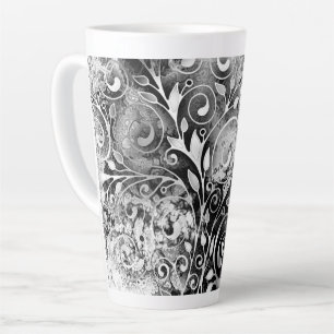 Baum des Lebens - Spiralen Blätter Grunge Stil 1 Milchtasse