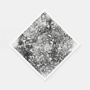 Baum des Lebens - Spiralen Blätter Grunge Stil 1 Serviette
