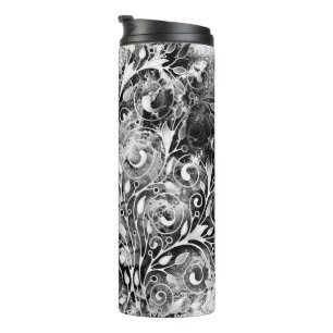 Baum des Lebens - Spiralen Blätter Grunge Stil 1 Thermosbecher