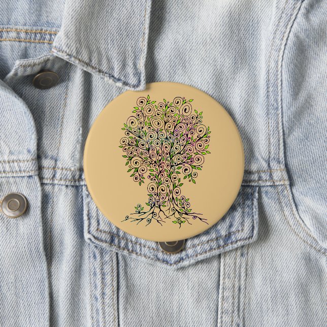Baum des Lebens - Spiralen Blätter Obst 1 Button (Beispiel)