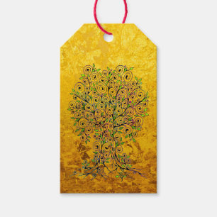 Baum des Lebens - Spiralen Blätter Obst 1 Geschenkanhänger