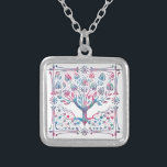 Baum des Lebens Spirituelle Natur Versilberte Kette<br><div class="desc">Schöner Baum des Lebens Design in Blau und Rosa Blended Farben.</div>