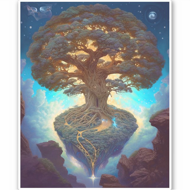Baum des Lebens surreale Natur Kunst Aufkleber (Vorderseite)
