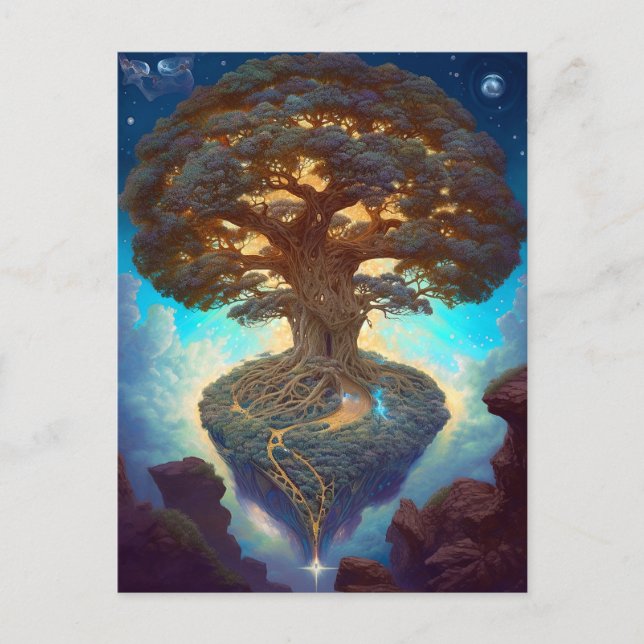 Baum des Lebens surreale Natur Kunst Postkarte (Vorderseite)