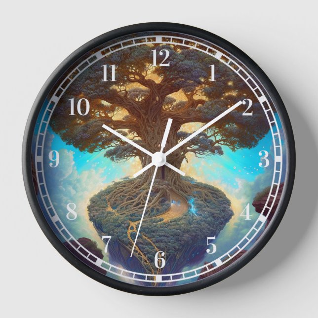 Baum des Lebens surreale Natur Kunst Uhr (Vorderseite)