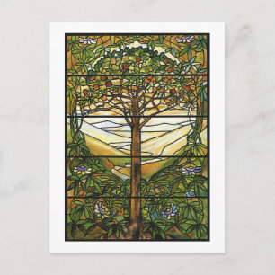 Baum des Lebens/Tiffany-Buntglasfenster Postkarte