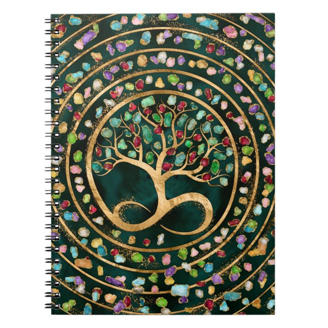 Baum des Lebens - Unendlichkeit Spirale - farbenfr Notizblock (Vorderseite)
