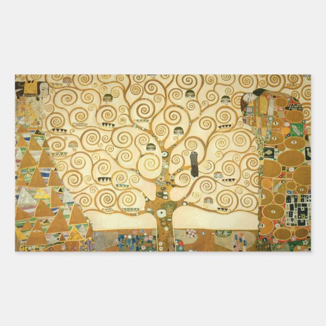 Baum des Lebens von Gustav Klimt Rechteckiger Aufkleber (Vorderseite)
