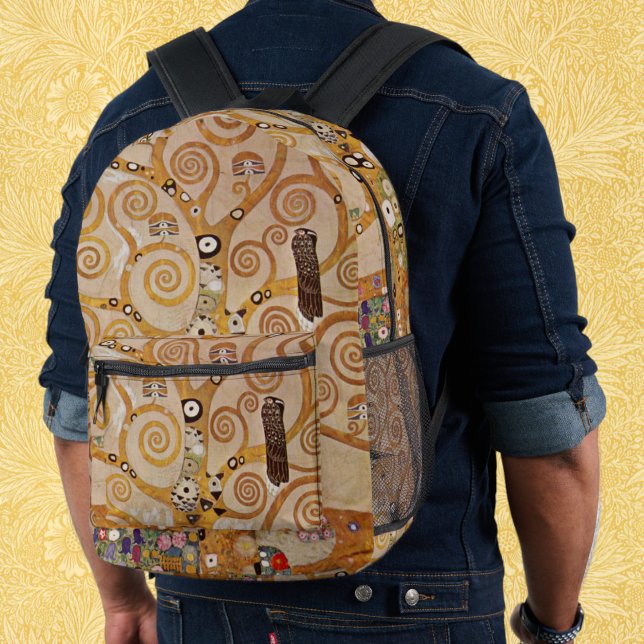 Baum des Lebens von Gustav Klimt, stilisiert Jugen Bedruckter Rucksack (Tree of Life by Gustav Klimt, Stylized Art Nouveau Printed Backpack)